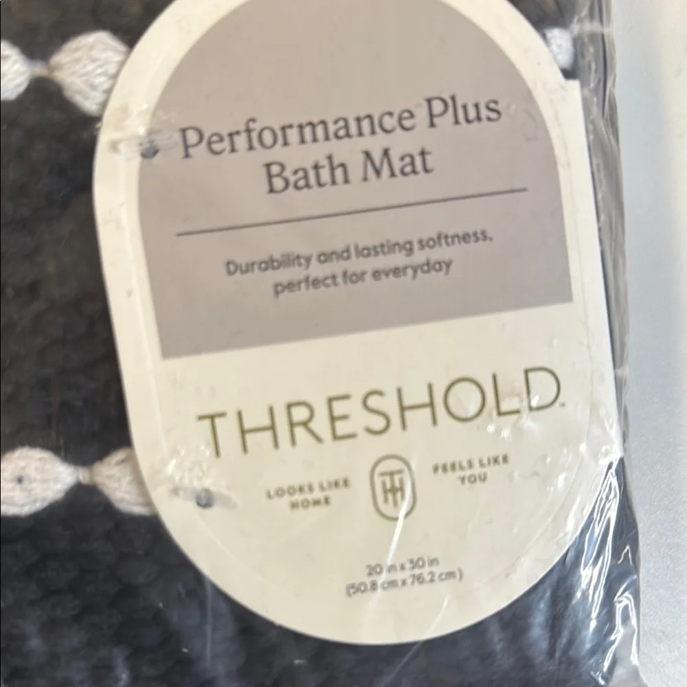 Threshold Striped Black and White Bath Mat